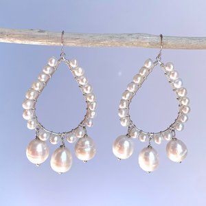 NEW~ Anthropologie "Pearl Flower Drop" Earrings
